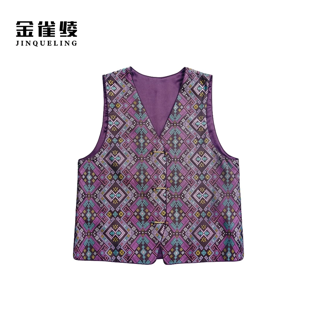 金雀绫【锦绣山河】100桑蚕丝设计师款国风加宽加大马夹SZA2TL546