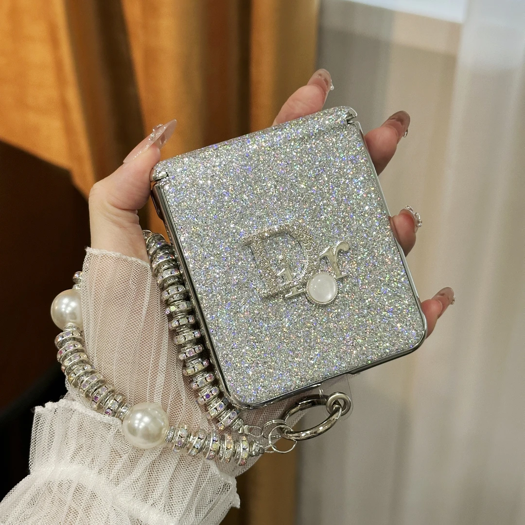 适用华为pocket2手机壳折叠屏潮牌字母闪光彩银中轴防摔女保护套