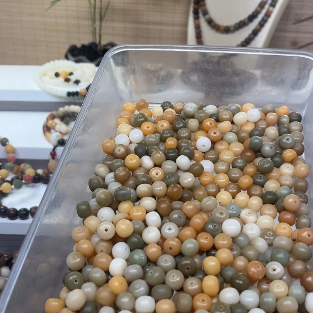 吊坠白玉菩提原生态多宝桶珠110颗
