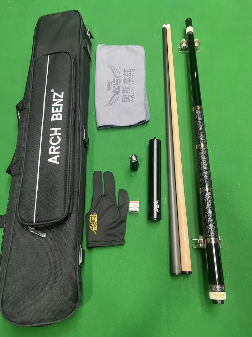 征三皮把镶嵌款三段皮光把中式八球美式九球台球杆