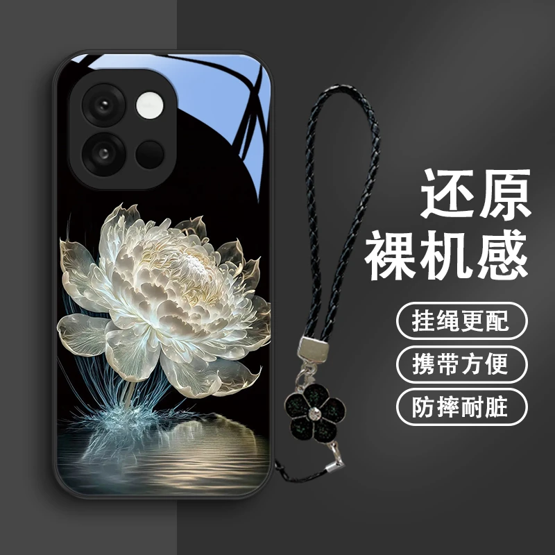水光莲花适用一加13T手机壳1加13T玻璃壳Oneplus13T保护套防摔清