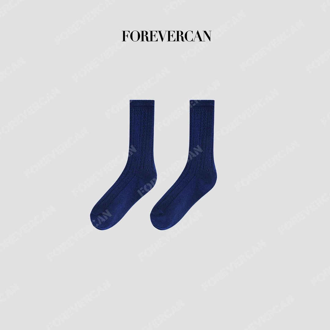 FOREVERCAN【新品彩蛋】蓝色短筒镂空袜子 WZ27325