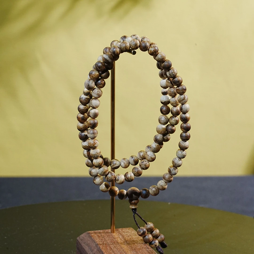 越南虎斑棋老料沉香念珠0.7cm 10.86g 250917081 C