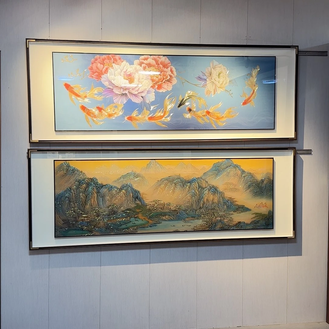 竖款220×80千里江山铜雕艺术品