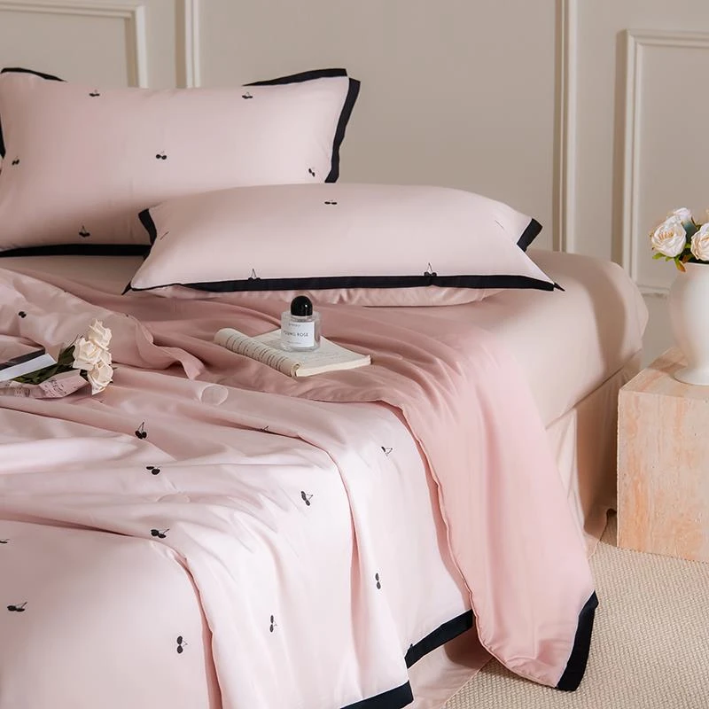 法式公主风~夏季天丝棉空调被子被芯印花夏被可机洗空调被四件套