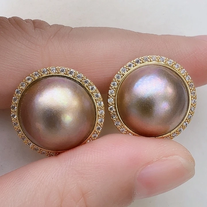 耳饰拼合珍珠（马贝珠）未镶嵌