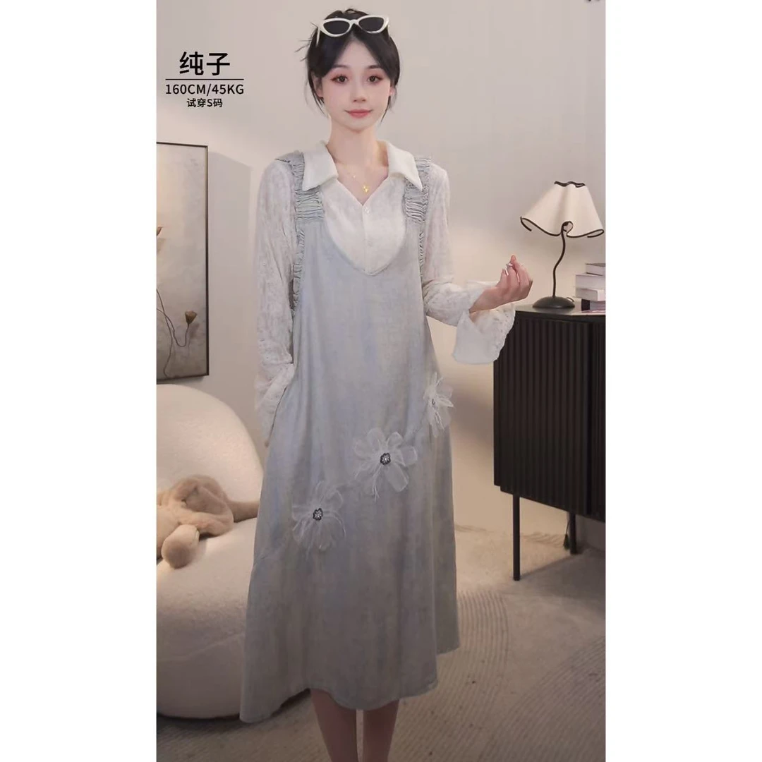 【慧姐】100%莱赛尔天丝立体小花背带裙【13124】