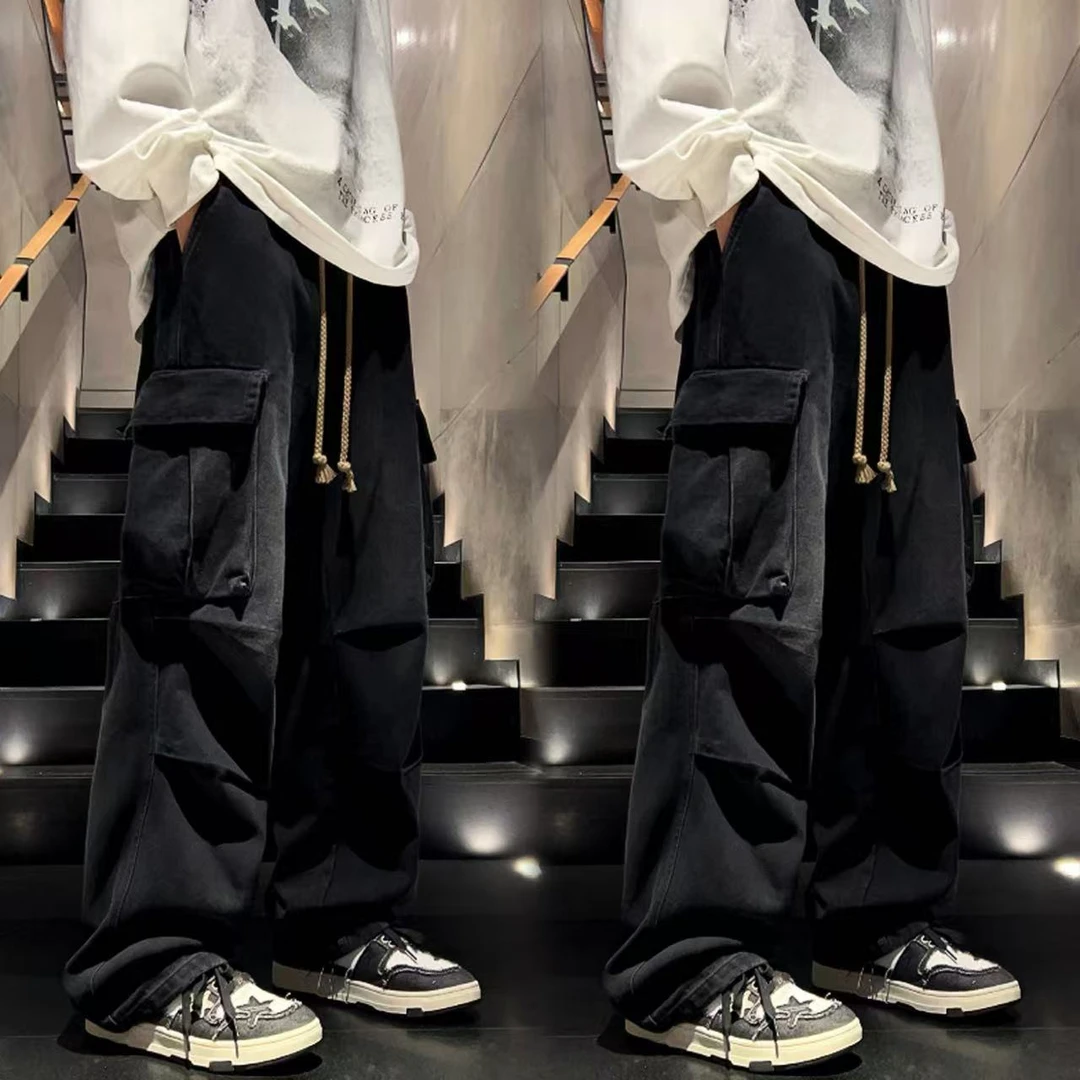 牛仔裤男款加绒爆款2025新款工装裤直筒宽松阔腿青少年男生长裤子