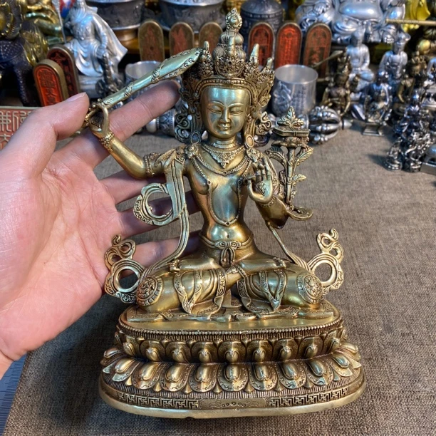 纯铜精工文殊菩萨坐像摆件