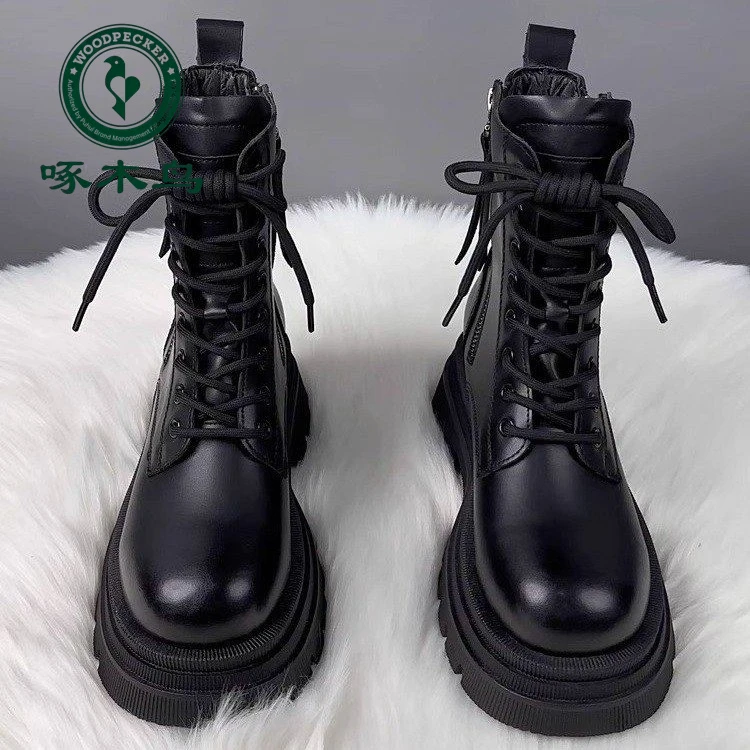 啄木鸟厚底马丁靴女2025新款秋冬英伦风网红爆款短靴女小个子单靴