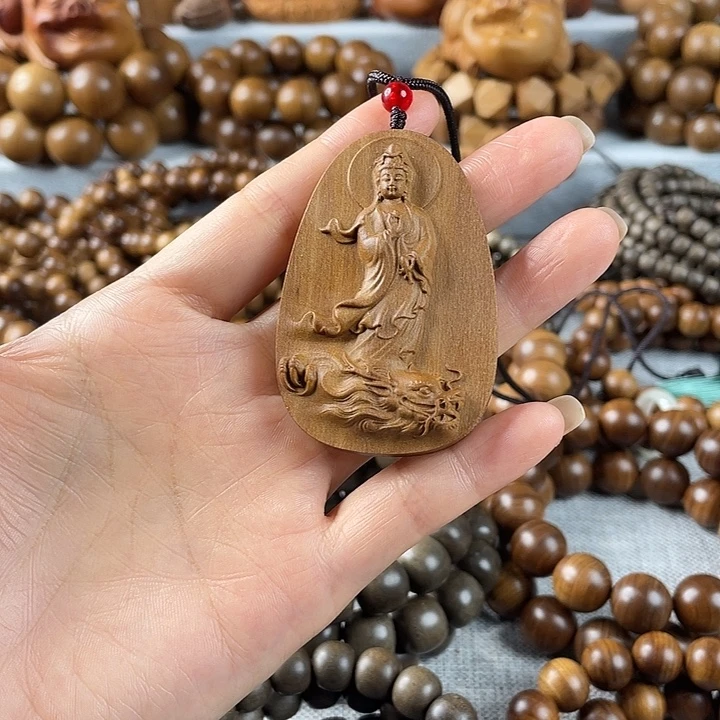 木老山檀御龙观音牌牌