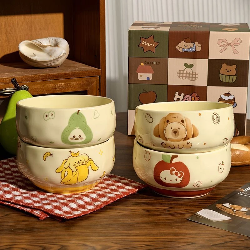 可爱陶瓷饭碗家用儿童米饭碗个人专用高颜值水果碗面碗漂亮餐具