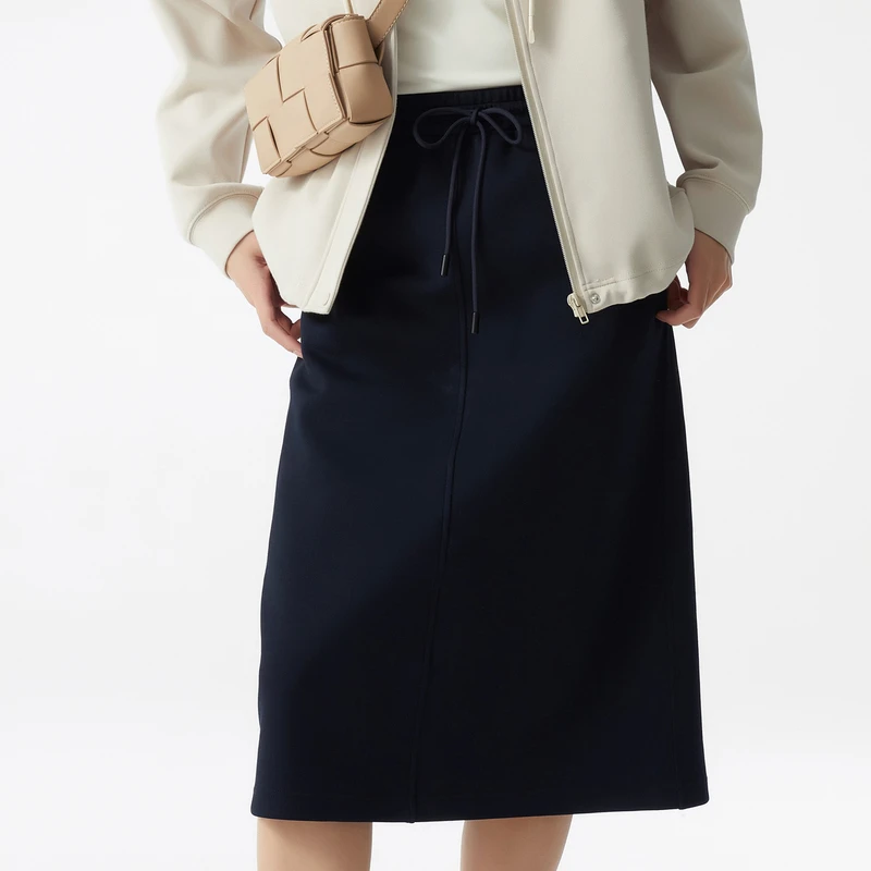 布景女2025年春季新品半裙松紧腰头抽绳系带休闲半身裙BW31QY0008