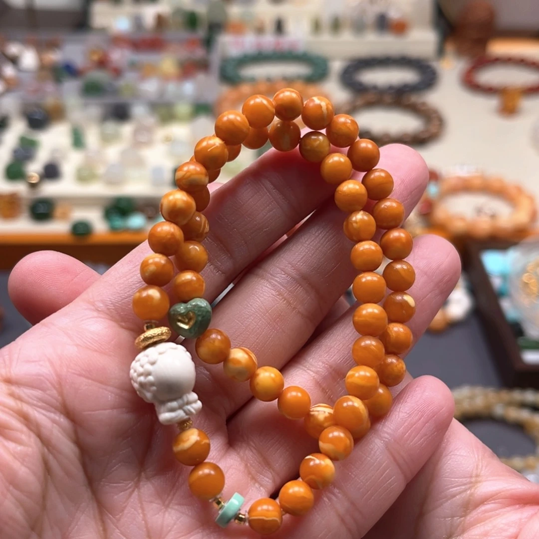 未镶嵌蜜蜡手链双圈手串