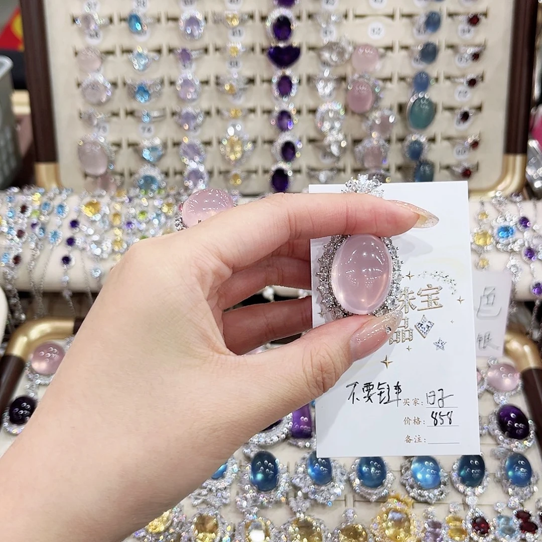 日***子戒指水晶银S925镶嵌