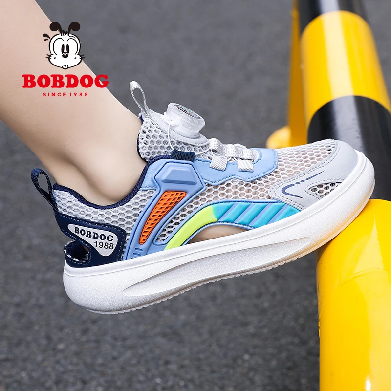 巴布豆旗舰男童框子鞋2025新款夏单网透气中大童小学生女童运动鞋
