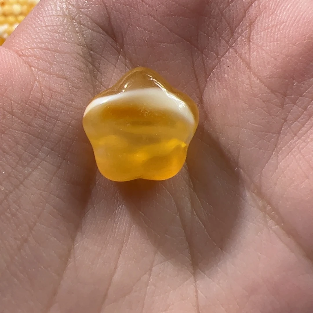 琥珀未镶嵌珠宝奇石荧光橘沁瓷白星星