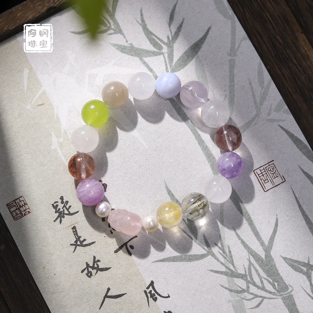 【原创】面面俱到多宝（12mm+）天然水晶多宝手串-多样性发其一-MM101