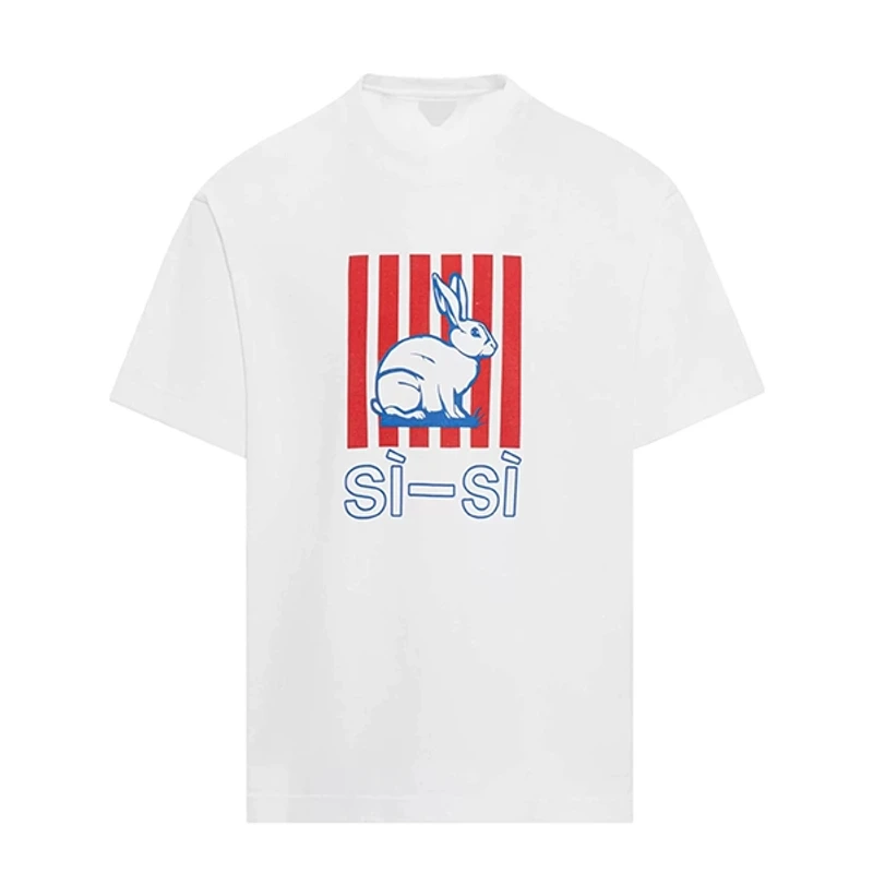 S123聪明陈【原版开发】大白兔高奢索罗娜凉感印花廓形短袖T恤休闲