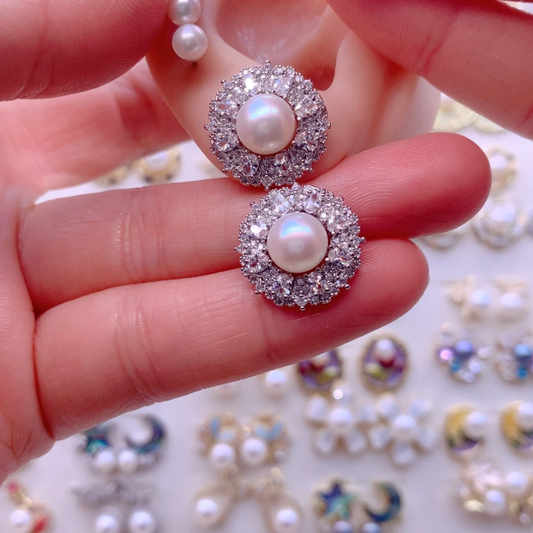 合金淡水珍珠耳饰