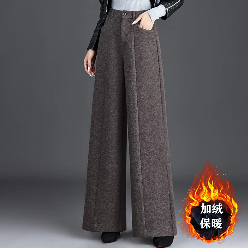 垂感加厚毛呢阔腿裤女秋冬季2025新款爆款高级感宽松时尚直筒裤子