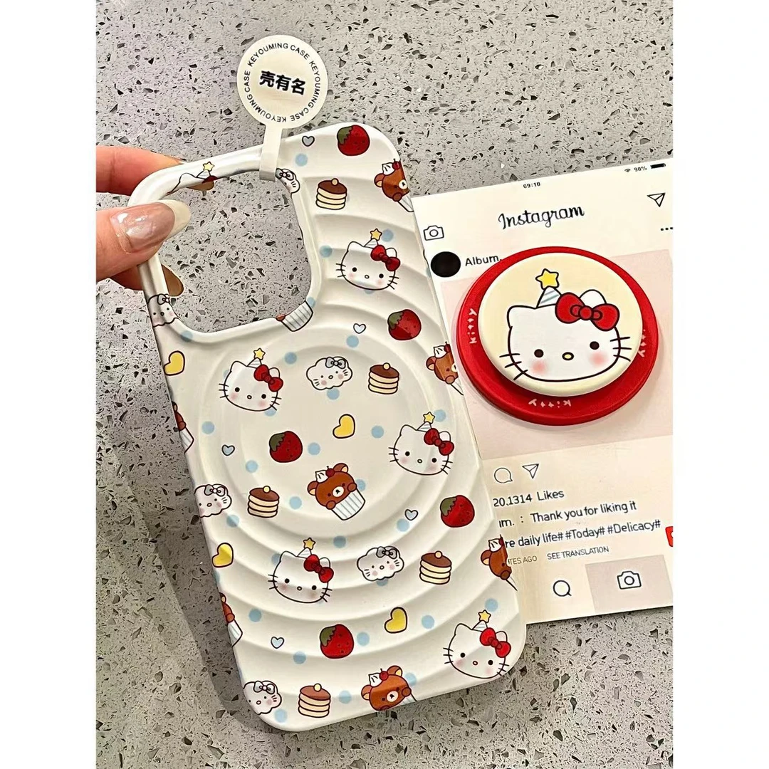 生日帽kitty磁吸支架适用苹果16Promax手机壳iphone15pro新款14女