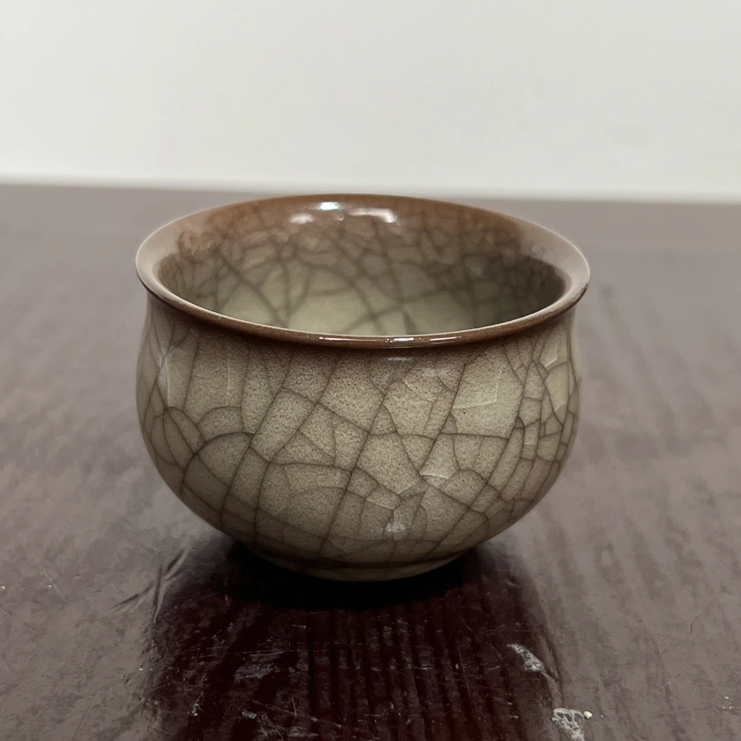 龙泉青瓷陈路军传世哥窑品茗杯手工杯主任杯小容杯水杯