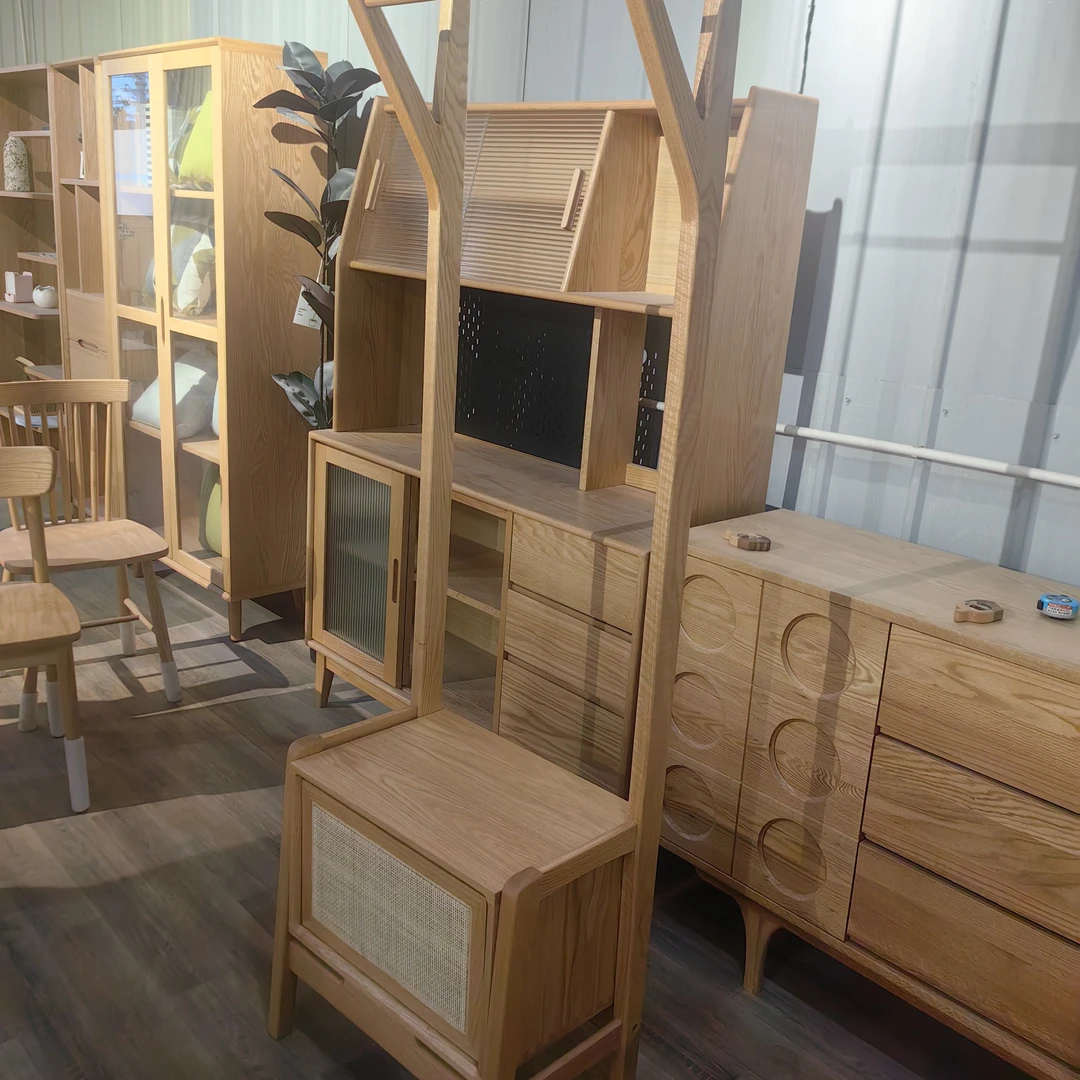 餐边柜储物屏风家用-1.0M木客厅原木色家具卯榫多门储藏桌椅玄关