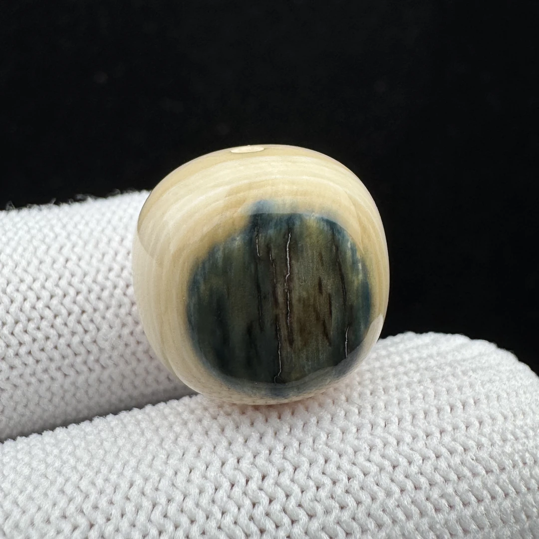 J6439天然猛犸牙 蓝皮老型珠16.3*16mm 支持鉴定 假一罚四
