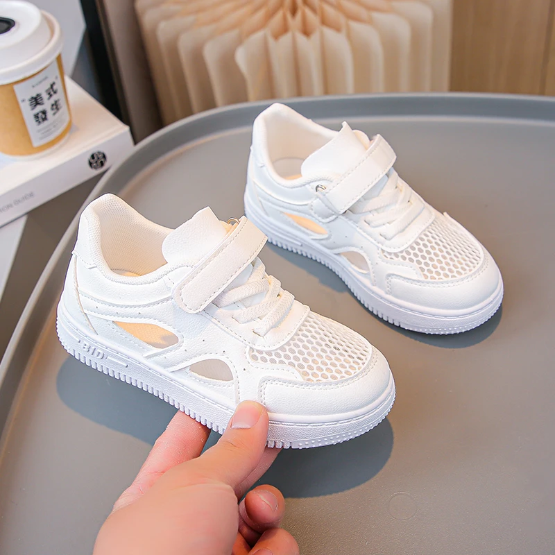 【万达撤柜】儿童网面鞋新款男童镂空白色运动鞋透气单网女童小白鞋