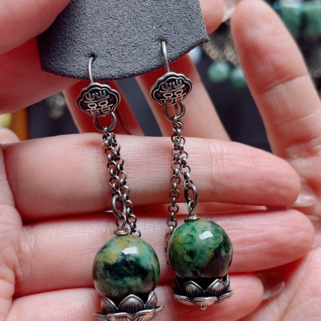 k***y翡翠银S925镶嵌耳饰