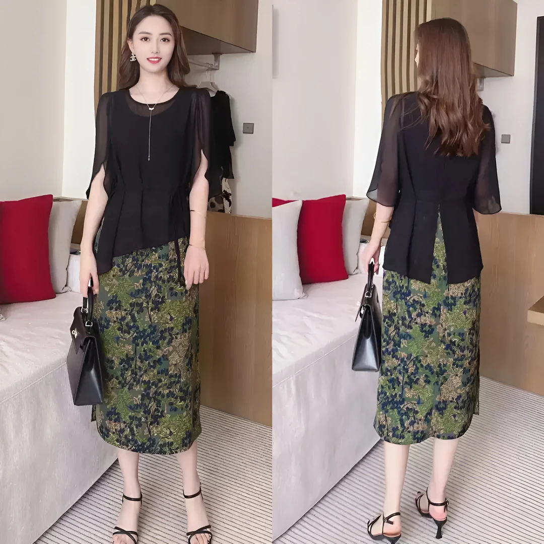 时尚连衣裙套装女2025夏季新款时尚薄款防晒衫显瘦背心裙套潮
