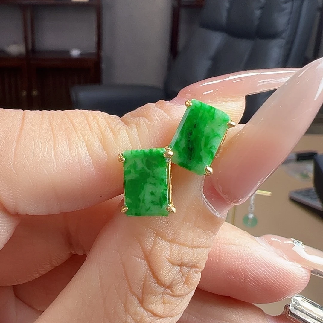 银S925镶嵌翡翠耳饰耳饰52