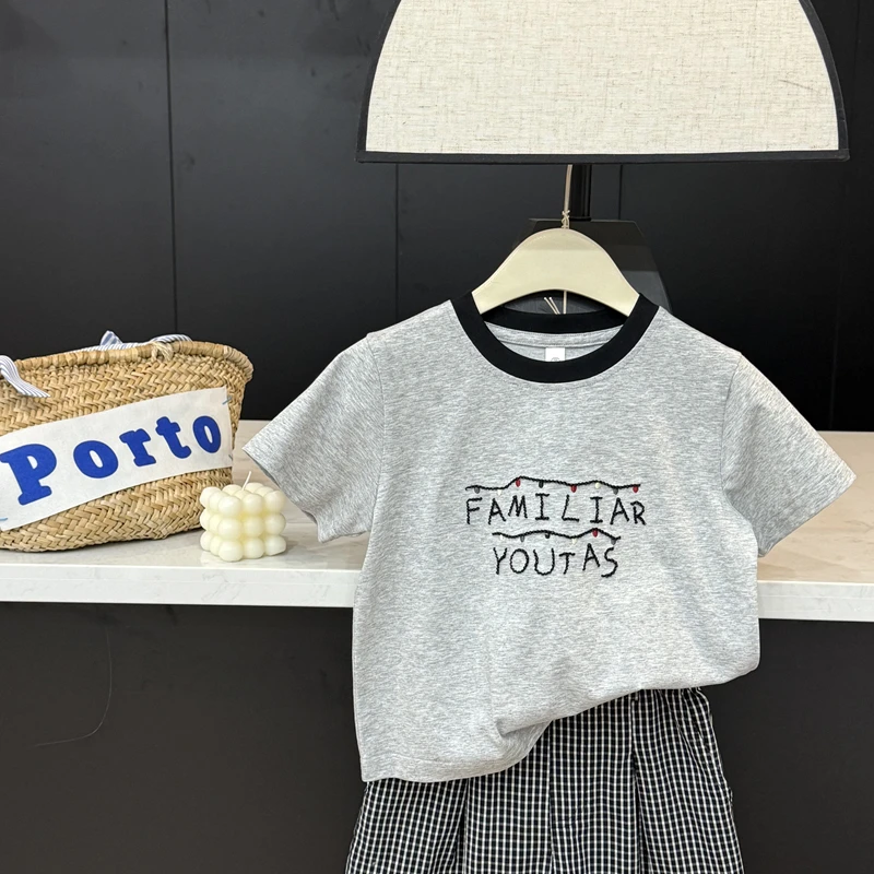 【现货】leomama女童短袖T恤夏季宽松2025儿童字母休闲百搭上衣夏装