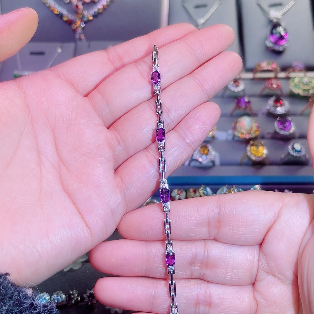 银S925镶嵌手链紫晶