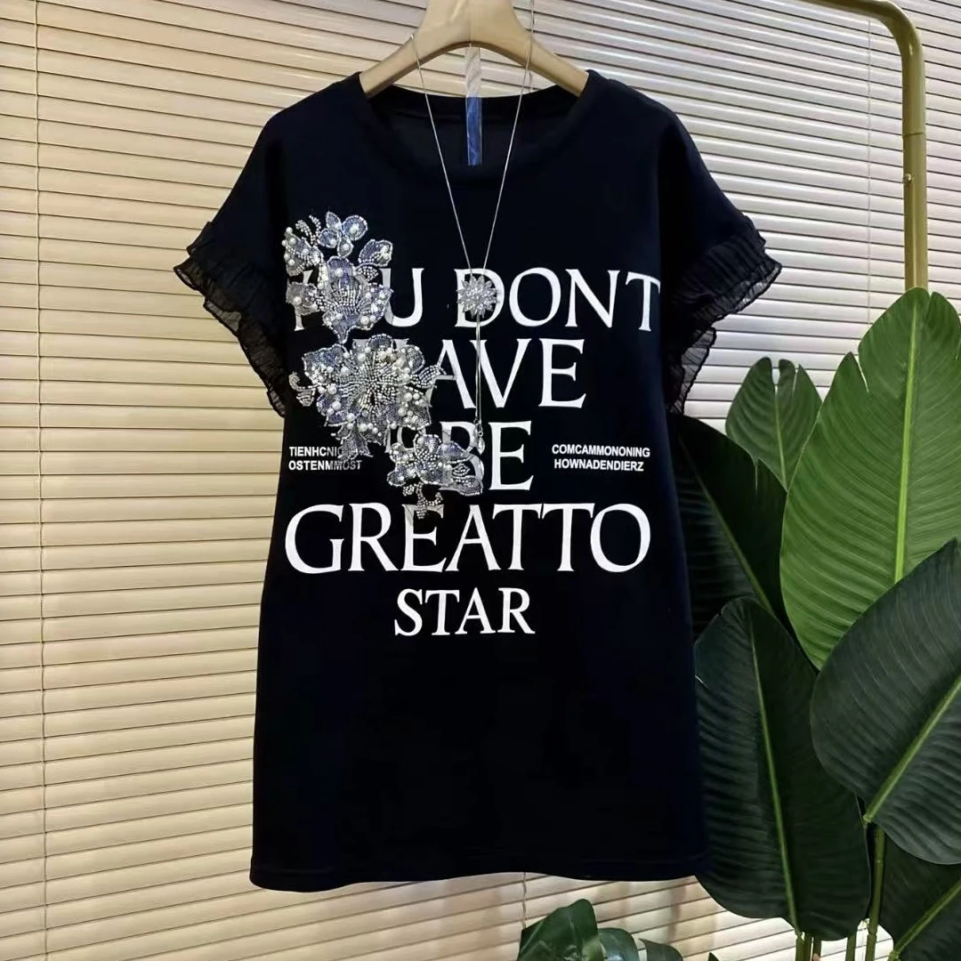 J欧货时尚新款重工设计款拼接字母显瘦大衫