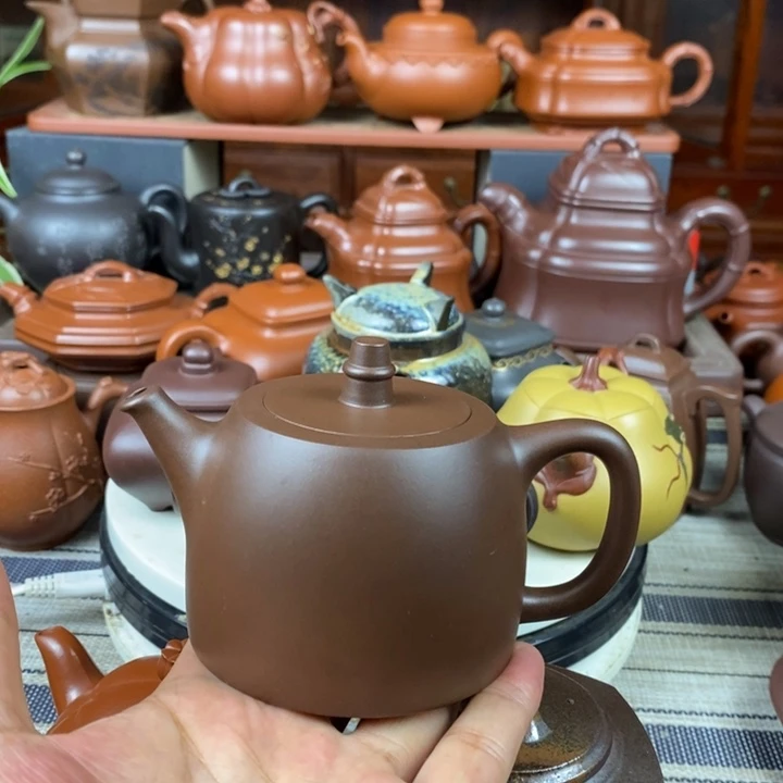茶壶紫砂全手工汉铎240cc原矿老紫泥特价