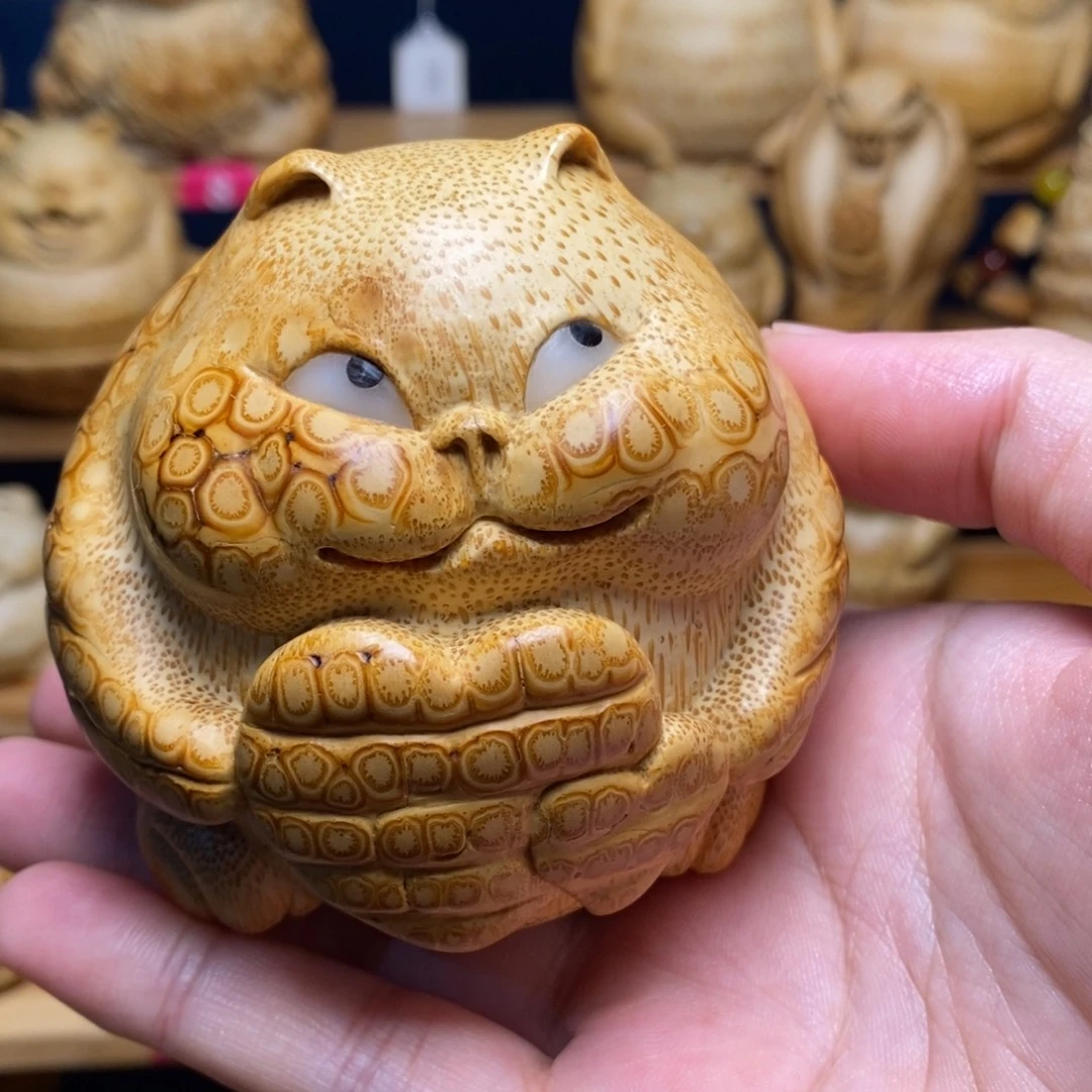A***静竹招财猫竹雕精工制作