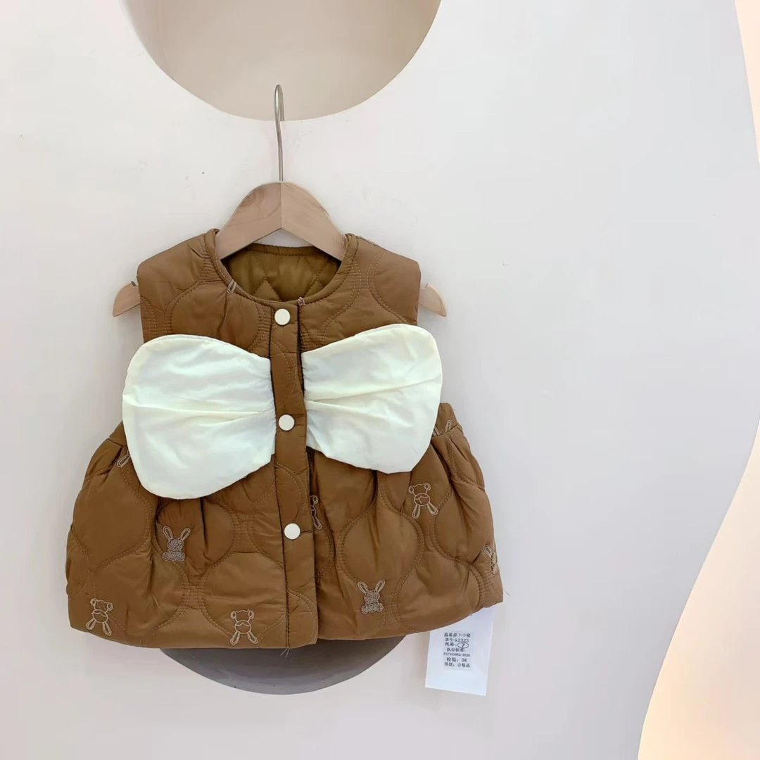 241885 女童冬季韩版夹棉加厚翅膀休闲棉质无袖马甲