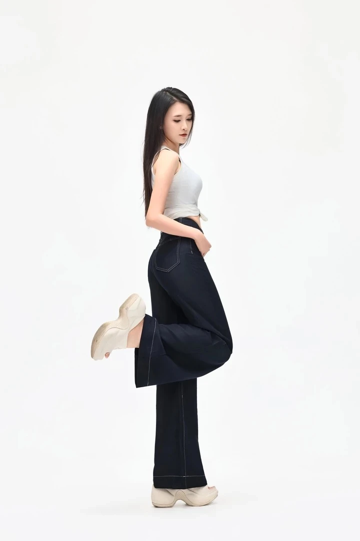 【森妲】全新黑科技夏季垂感冰感小个子微喇叭牛仔裤女宽松微喇裤