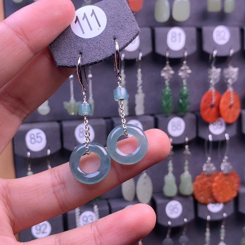 【闪购商品】翡翠耳饰银S925镶嵌阿*