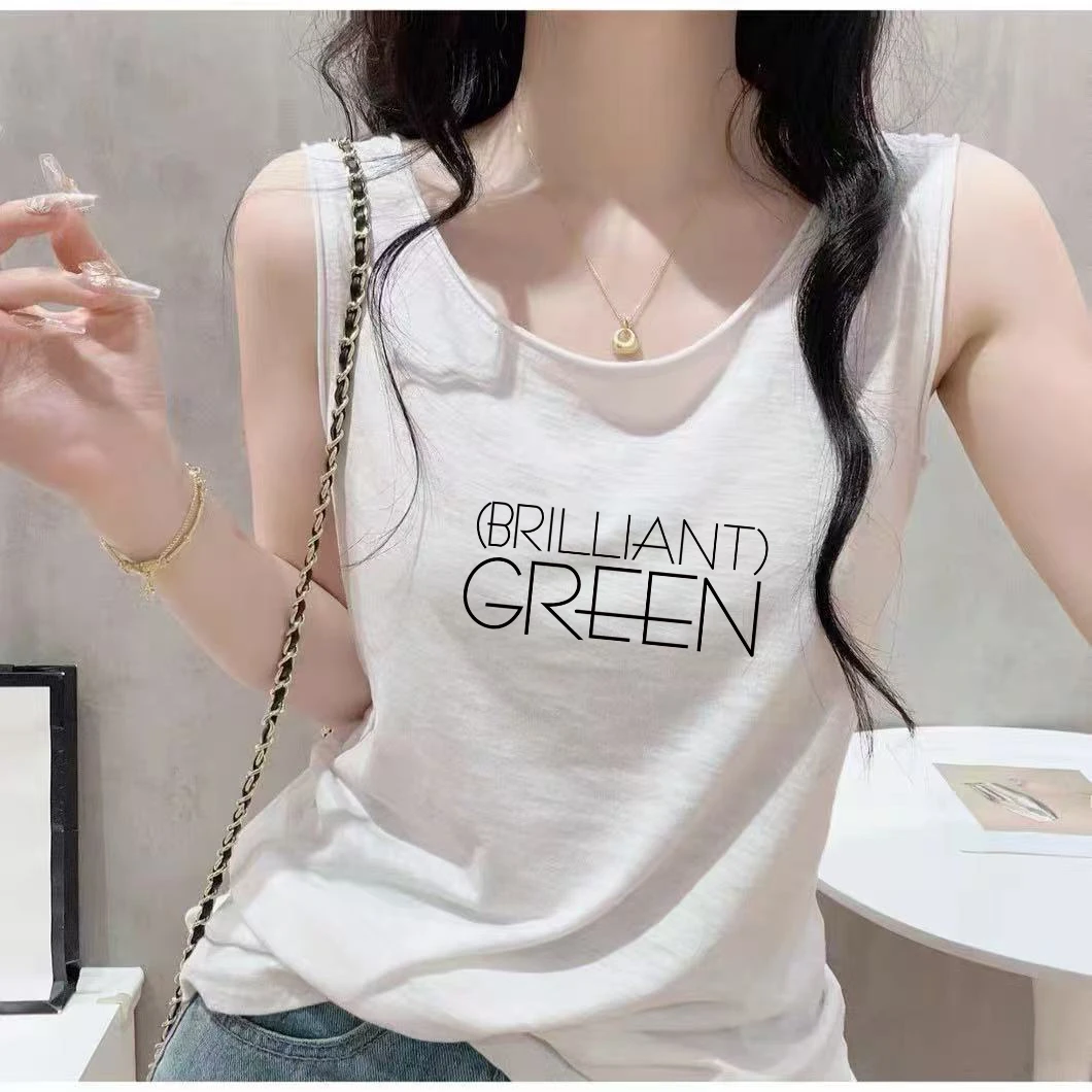 白色竹节棉吊带背心女夏外穿薄款无袖上衣圆领内搭宽松纯棉打底衫