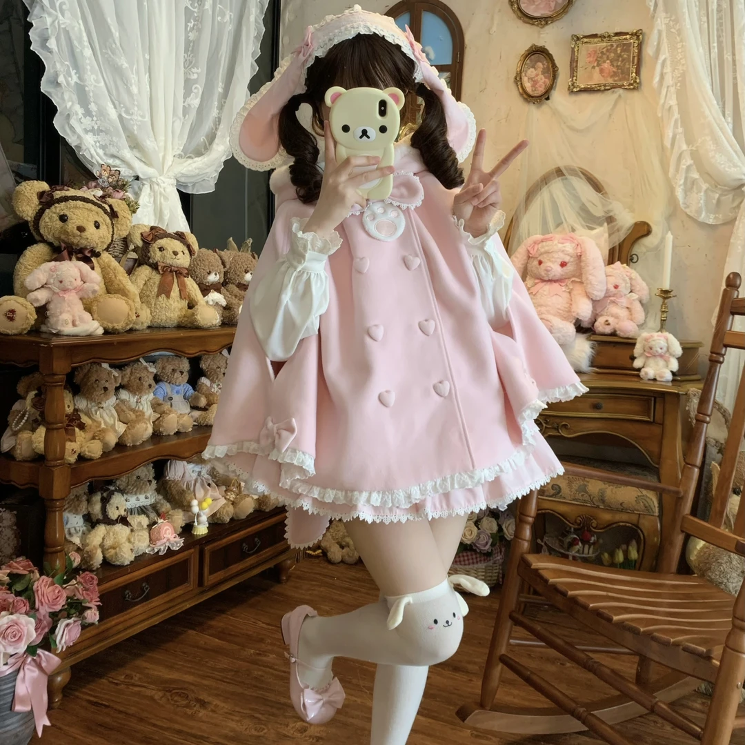 原创【雪兔斗篷】柴呼呼斗篷外套秋冬保暖 连帽可爱兔子斗篷25170