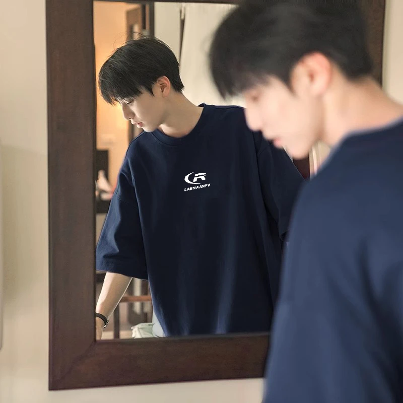 短袖t恤夏季新款重磅纯棉潮牌潮流男士休闲百搭情侣半袖宽松印花