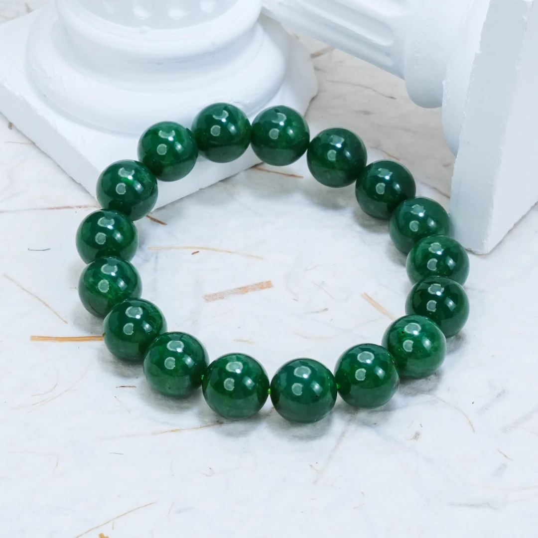 SC-074 天然和田玉碧玉手串12mm 多样性发其一