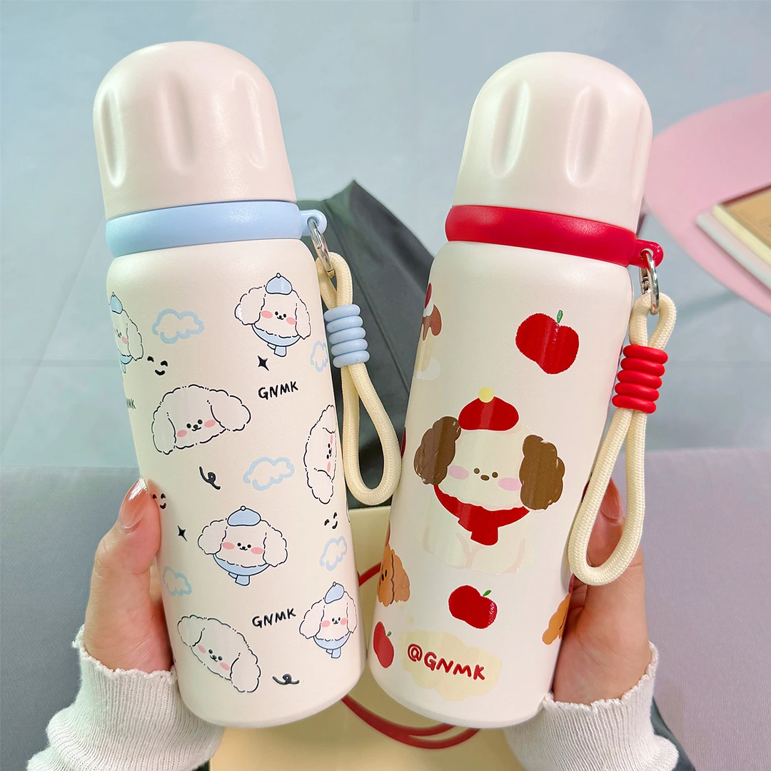 可爱吸管保温杯学生高颜值水杯女生2025新款带盖喝水办公室双饮杯