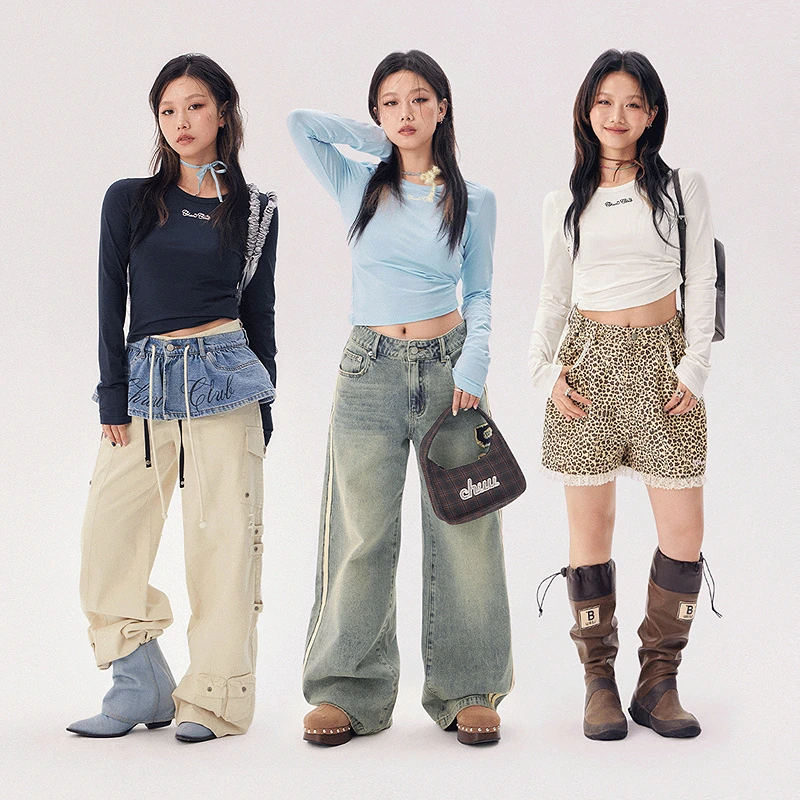 CHUU夏季女装圆领修身辣妹穿搭长袖气质韩系百搭小个子T恤