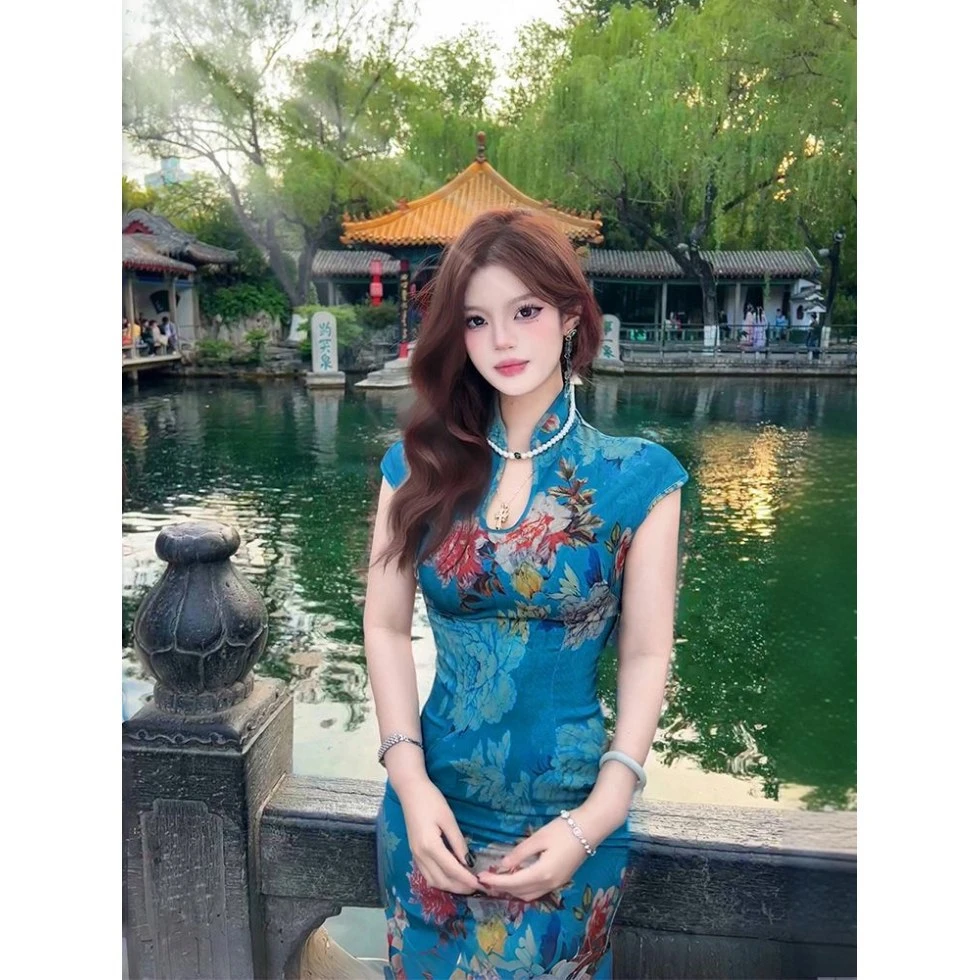 新中式改良连衣裙女夏国风收腰时尚高级旗袍裙子女款新款日常旗袍