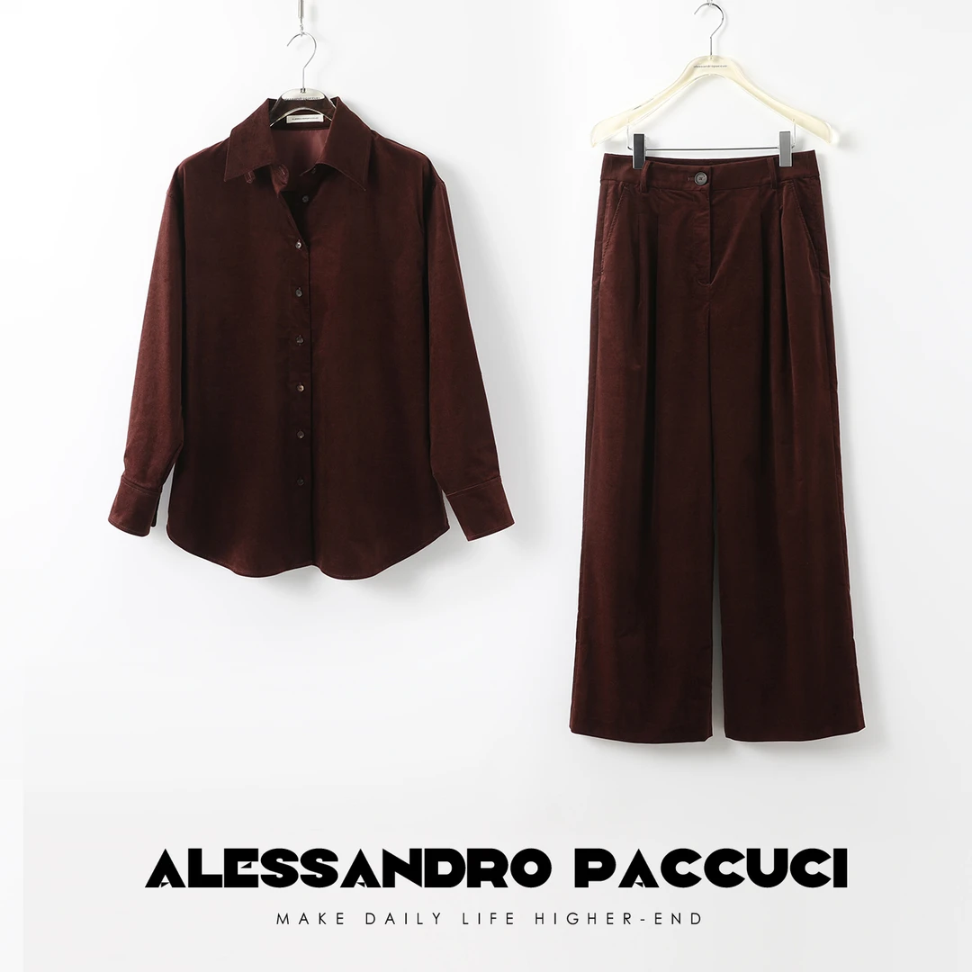 AP洛哥24074X轻奢绒感复古休闲裤子/灯芯绒衬衫上衣