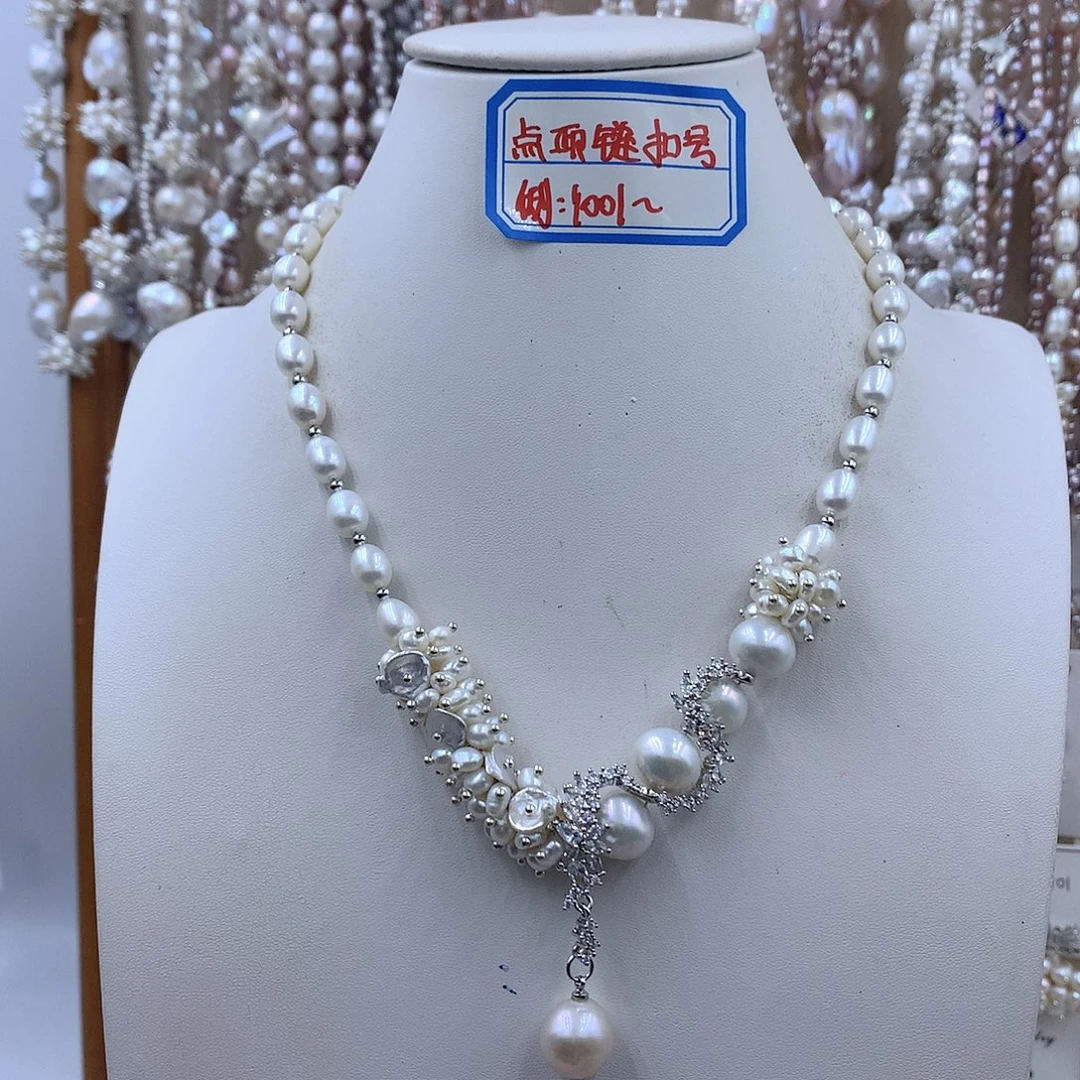 项链耳饰淡水珍珠银S925镶嵌